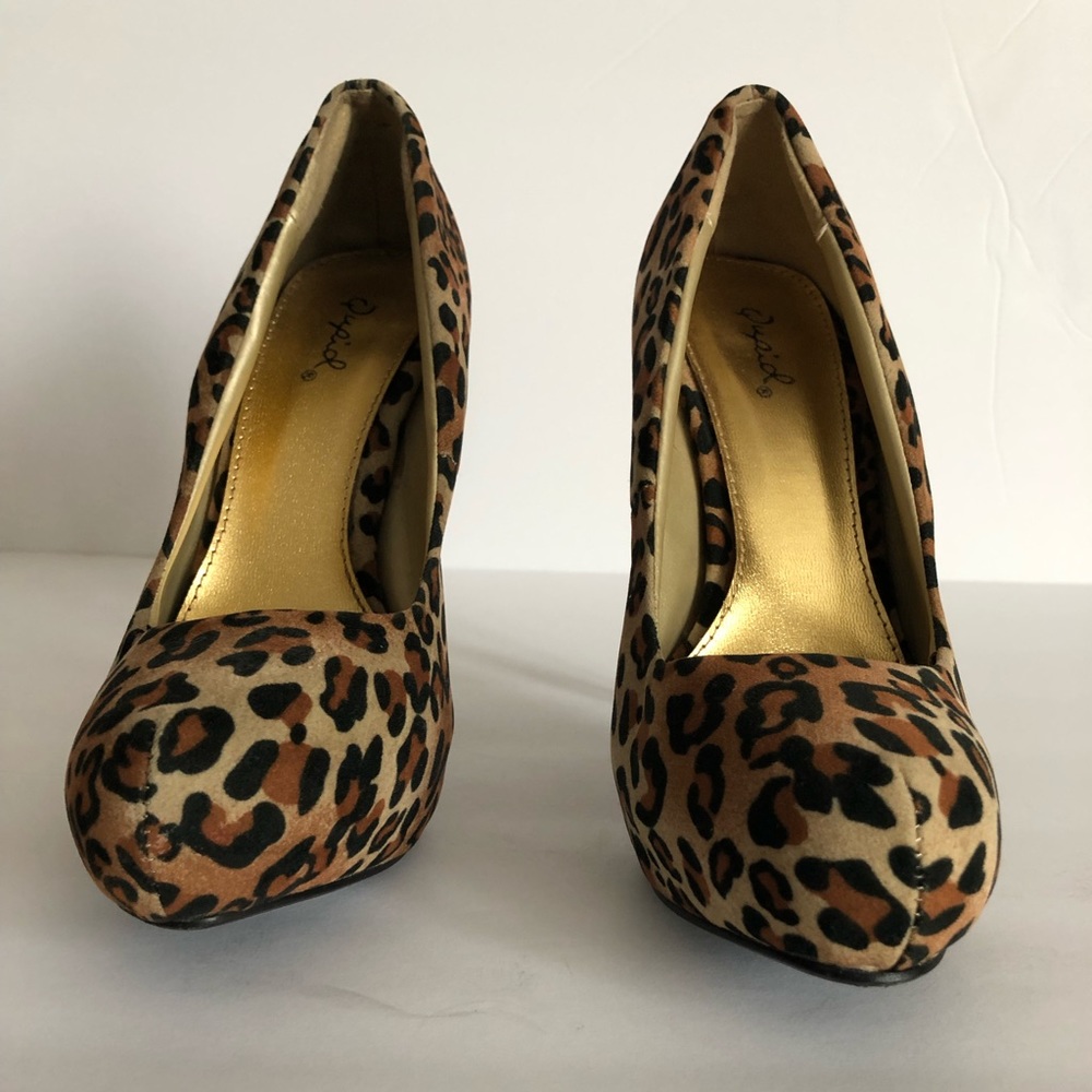 Qupid Leopard Print Heels Size 7 5” heel